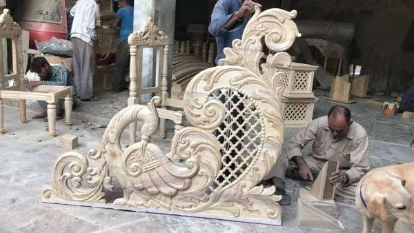 Hindu wedding mandap setup with four pillars