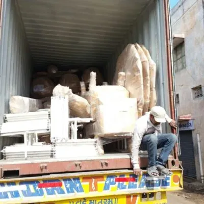 Fibre wedding mandap packed for international export