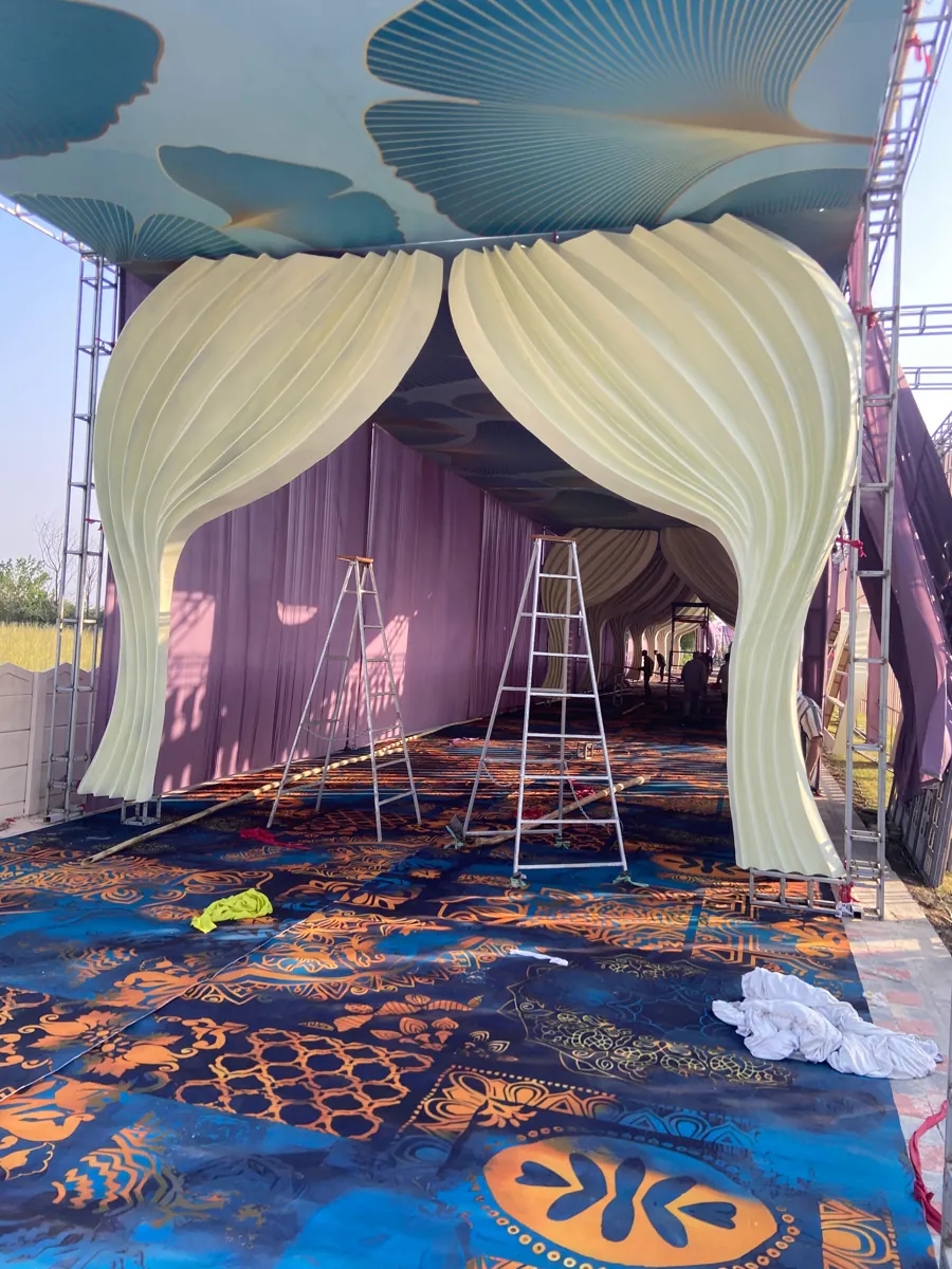 Grand designer wedding mandap setup at luxury wedding venue